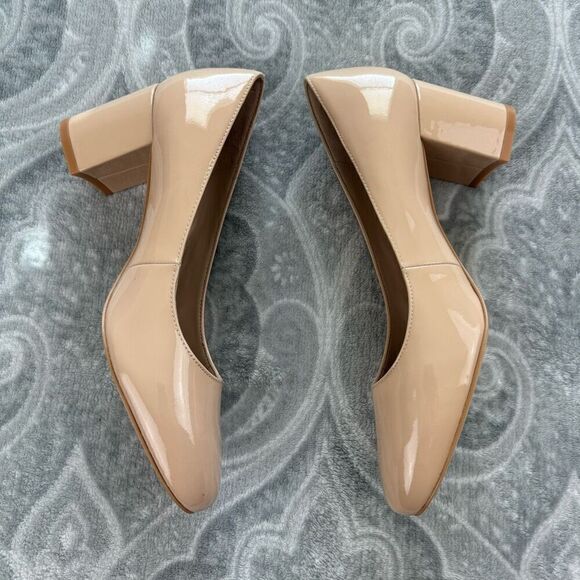 Womens Stuart Weitzman Holly Block Heel Patent Leather Pumps - Picture 3 of 5